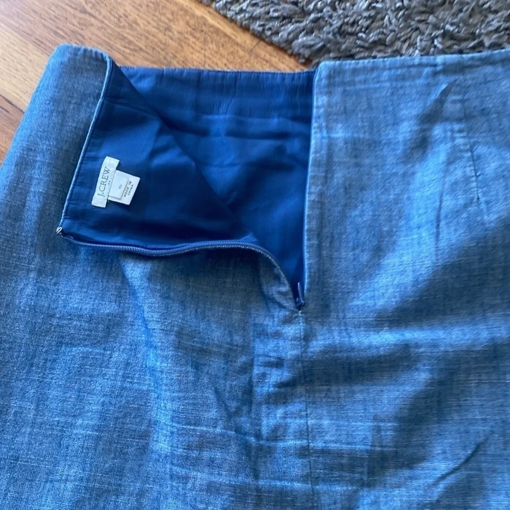J. Crew Scalloped Chambray Blue Skirt Size 10